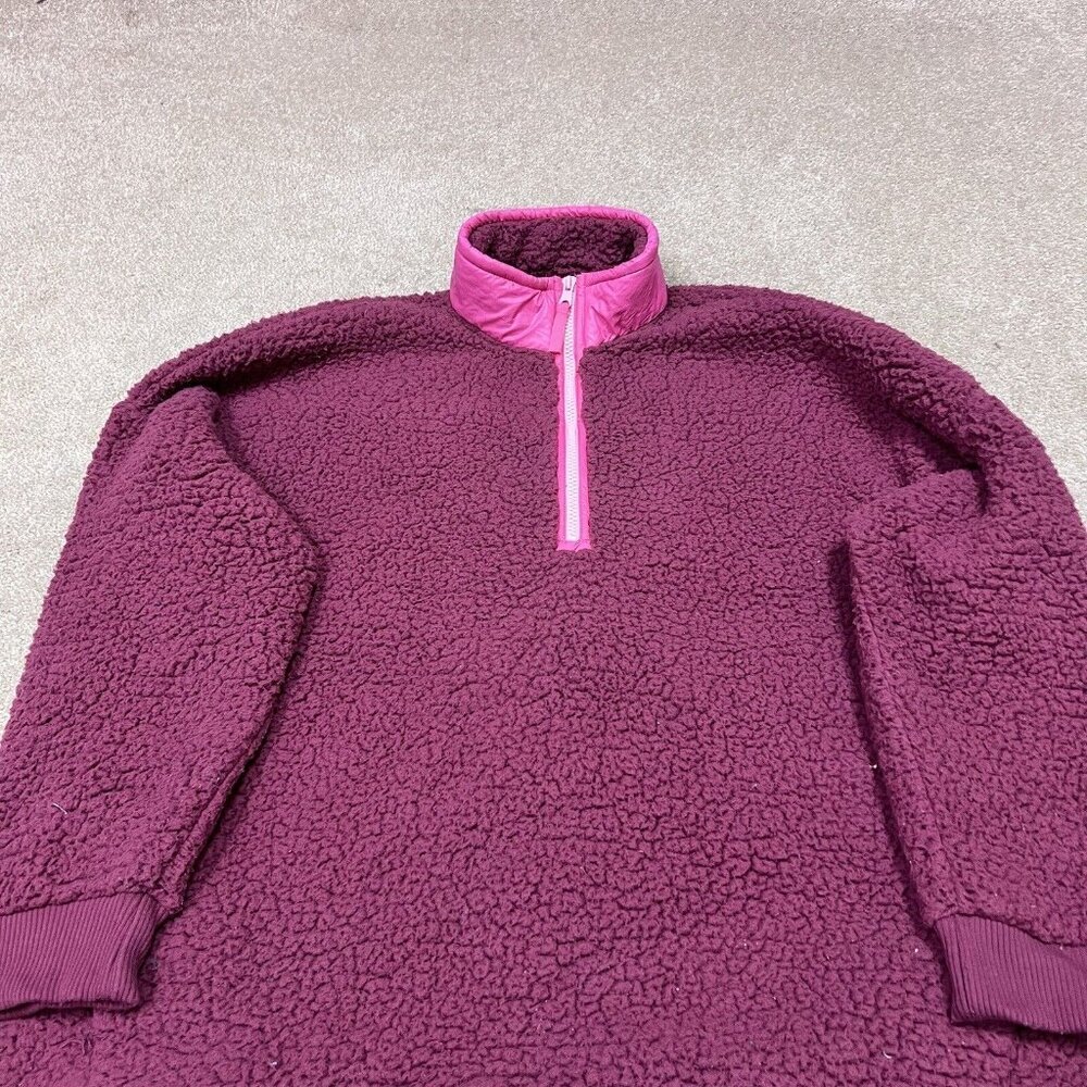 Aerie Sherpa Jacket Pink Long Sleeve 1/4 Zip Women’s Size Large - Picture 6 of 11